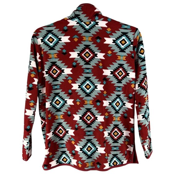 Wrangler Retro Unisex XL Aztec Oversized Pullover Fleece 1/4 Zip Jacket Medieval - Picture 2 of 16